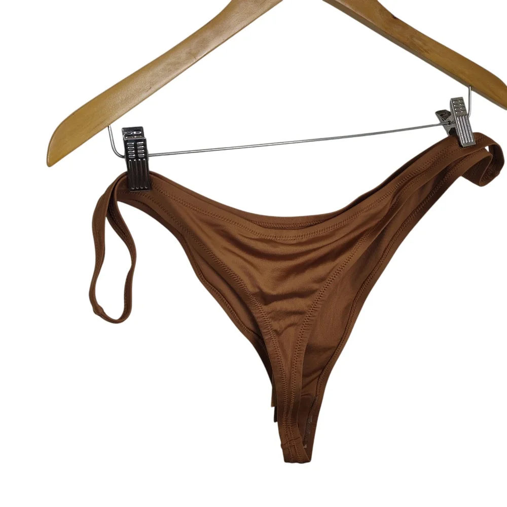 Skims Swim Thong Bikini Bottom Womens 4XL Almond Brown High Cut Stretch New Swim